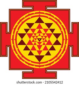 Red and yellow shri yantra 