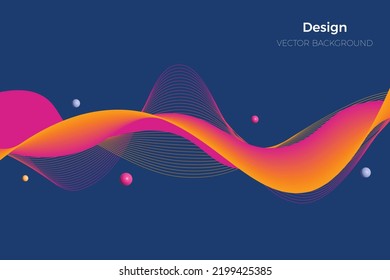 Red and yellow smooth flowing dynamic wave background on blue