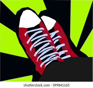  red and yellow sneakers mosaic vector