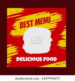 red and yellow social media post template design for food promotion