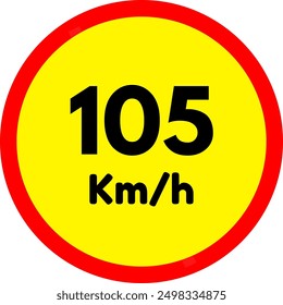 Red and Yellow Speed Limit Sign 105 Km