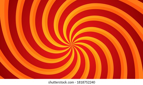 Red and yellow Spiral Swirl radial background. Vortex and Helix background. Vector illustration