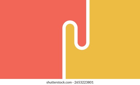 Red and yellow split background vector illustration. Modern abstract design with bold color block and white curve. Perfect for presentations, posters, flyers, web, and digital projects design.