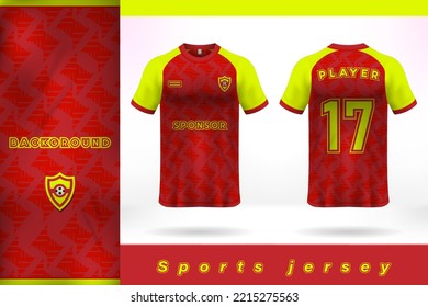 Red yellow sports jersey template design