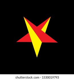 red and yellow star with black background logo vector