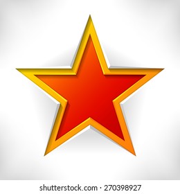 Red and yellow star. Vector banner as paper cutting. 3d abstract background.