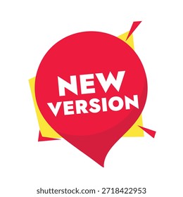 Vector plano de Anuncio rojo amarillo de la etiqueta engomada con la versión principal del producto del texto sin fondo