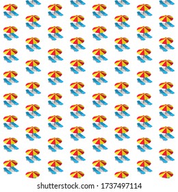 red & yellow striped beach umbrella and blue chair pattern