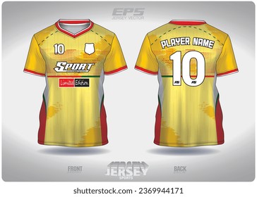 red yellow stripes vertical pattern design, illustration, textile background for sports t-shirt, football jersey shirt mockup for football club. consistent front view