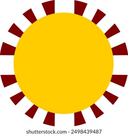 red and yellow of sun and ray icon