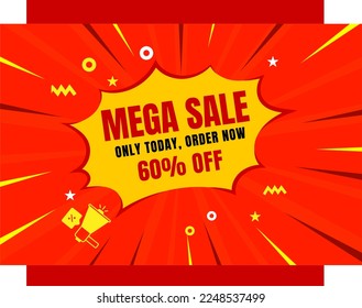 Red and Yellow Super Sale Social Media Template Design Concept background