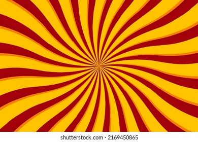Red and yellow swirl sunburst abstract retro background design vector