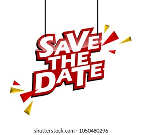 red and yellow tag save the date