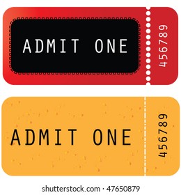 red - yellow ticket - admit one