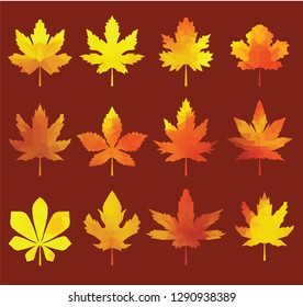 Red and yellow tree leaves abstract