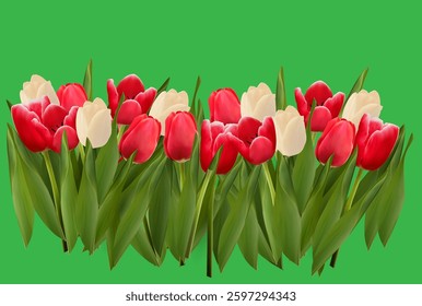 red and yellow tulips vector illustration