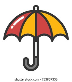 A red and yellow umbrella