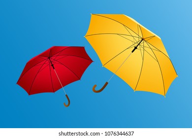 Red and yellow umbrella graphic vector