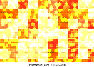 Red, yellow vector abstract mosaic pattern. A completely new color illustration in a puzzle style. A new original texture for your design. Polygonal funky background. Original and new cube texture