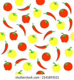 Red and yellow vegetables on a white background