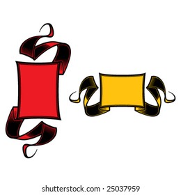 Red and yellow vignettes with ribbons