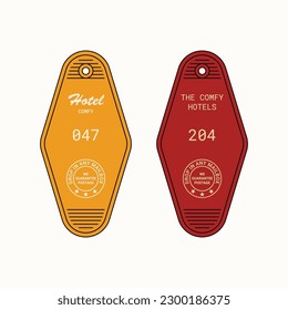 Red and Yellow Vintage Hotel Rooms Keychain Vector