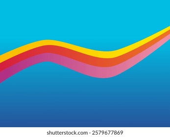 The red, yellow, and violet flowing lines on blue background