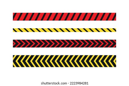 Red And Yellow Warning Tapes, Set Vector Sale Tape. Custom Line For Marketing Sign, Symbol. Signal Protective Tape For Shopping, Sales And Discounts,  Striped Sale Bands.