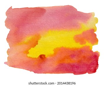 red and yellow watercolor abstract brush stroke with rough paper textured