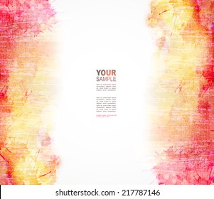 Red and yellow watercolor background. Vector blob 