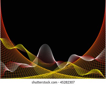 Ein rotes und gelbes Web-Design auf schwarzem Hintergrund