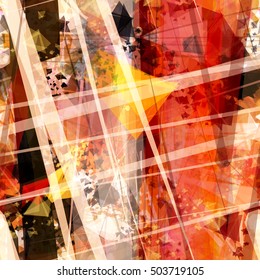 Red, yellow, white and black texture. Spots and stripes, Abstract seamless pattern. Background texture.