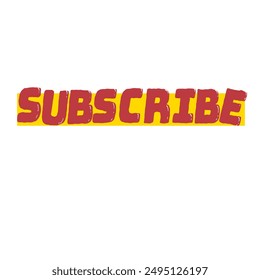 Red and yellow Word Subscribe Button isolated transparent background