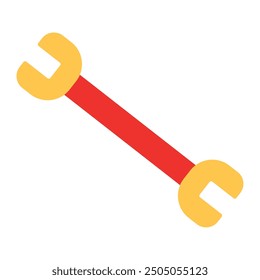 Red and yellow wrench graphic on white background Vector