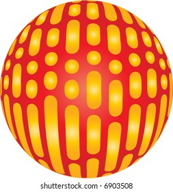 Red and yellow xmas ball - vector illustration