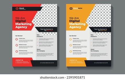 red yelow digital marketing agency flyer template design