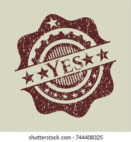 Red Yes rubber grunge stamp