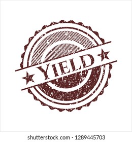 Red Yield rubber grunge stamp