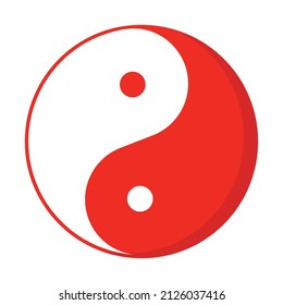 red ying yang over white