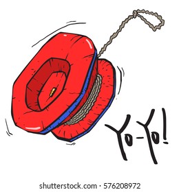 Red yo yo toy sketch  isolated on white background. Vector illustration.