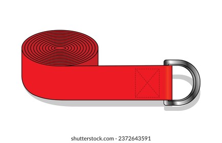 Red Yoga Strap Template On White Background, Vector File