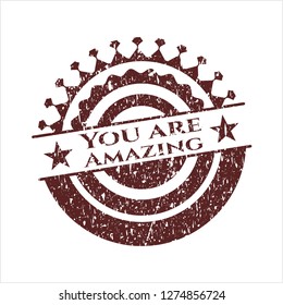 Red You are Amazing distressed rubber seal