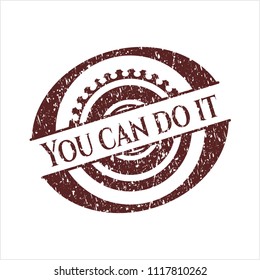 Red You can do it distressed rubber grunge texture stamp