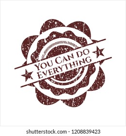 Red You Can do Everything rubber stamp with grunge texture