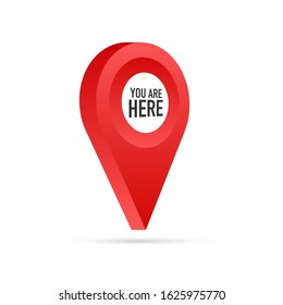 Red You Are Here Location Pointer Pin. Vector stock illustration