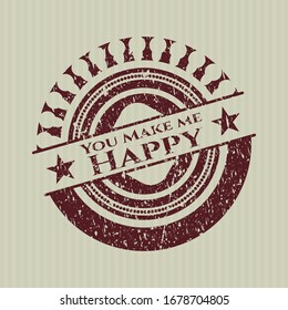 Red You Make me Happy distressed rubber grunge texture stamp
