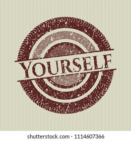 Red Yourself distressed rubber stamp with grunge texture