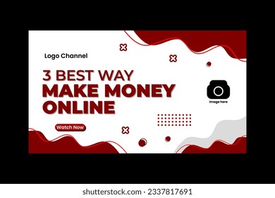 red youtube thumbnail template with wave decoration elements.