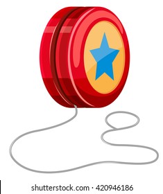 Red yo-yo with white string illustration