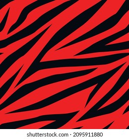 Red zebra stripes seamless pattern print. vector print for clothes or print